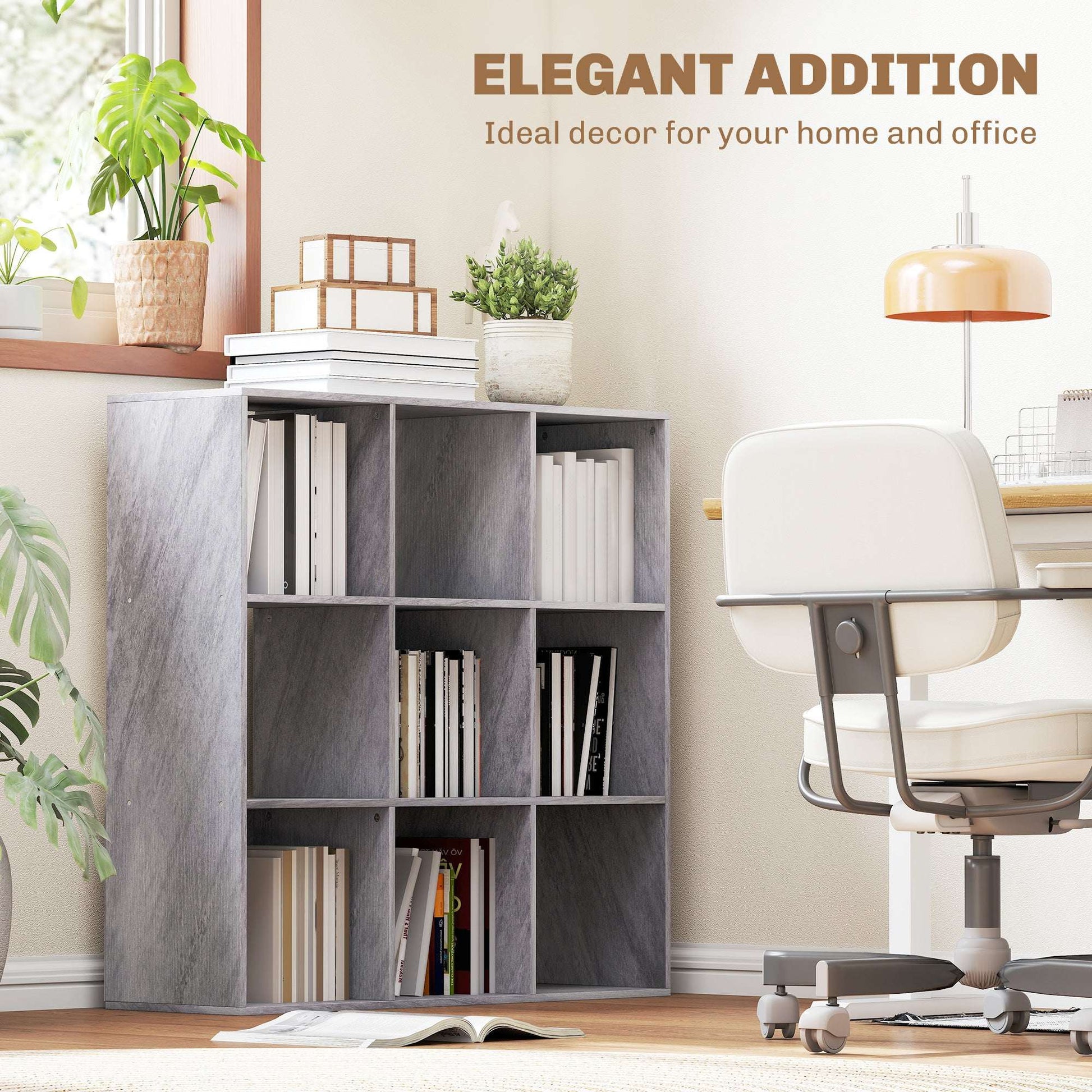 HOMCOM Nine-Cube Storage Shelf - Marble Grey