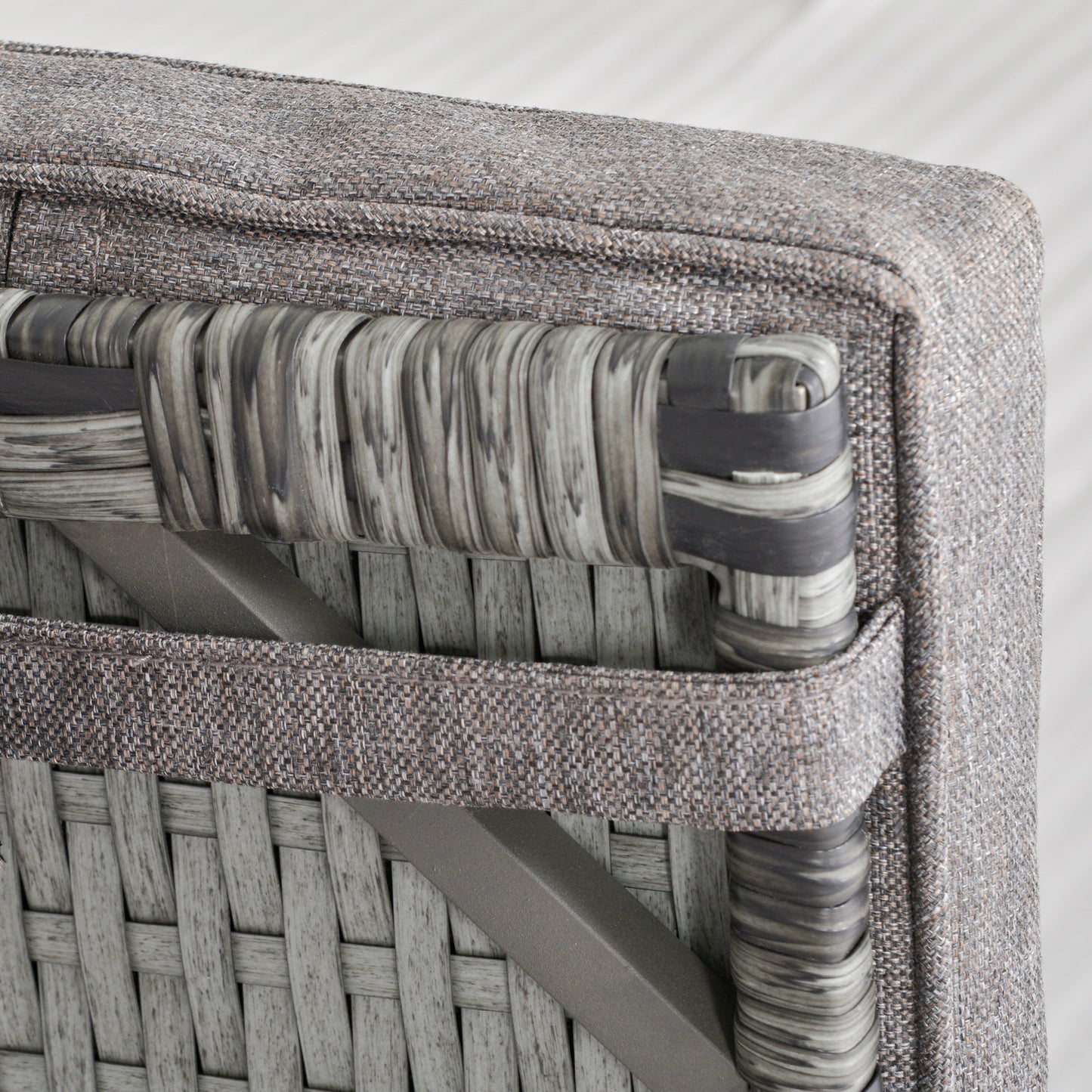 Outsunny 2 Seater Patio Wicker No installation Chaise Lounge Sofa Set with Fabric Cushion, Grey