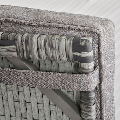 Outsunny 2 Seater Patio Wicker No installation Chaise Lounge Sofa Set with Fabric Cushion, Grey