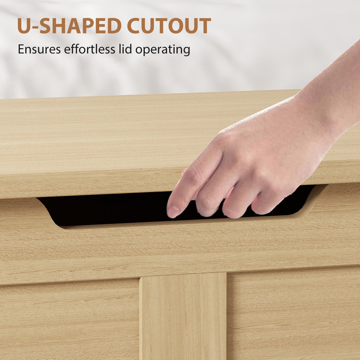 HOMCOM 100L Home Storage Box, with Safety Hinges - Natural Wood Finish--ChewyGames-ChewyGames