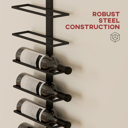 HOMCOM Wine Rack, Wall Mounted, 10 Tier Metal Wine Display Rack, Storage Holder for Kitchen, Dining Room, Bar, Cellar, Black