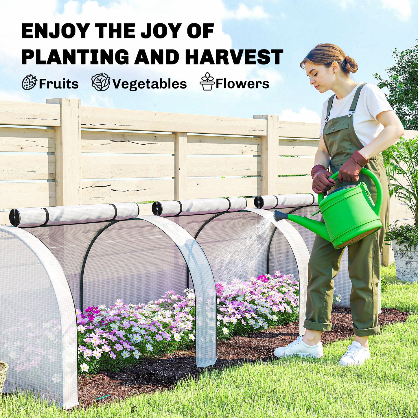 Outsunny 295  x 100 cm Low Tunnel Greenhouse - White