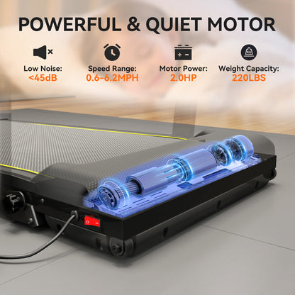 SPORTNOW Folding Treadmill Walking Pad, 2HP Portable Under Desk Treadmill with Handle, Running Jogging Walking Machine
