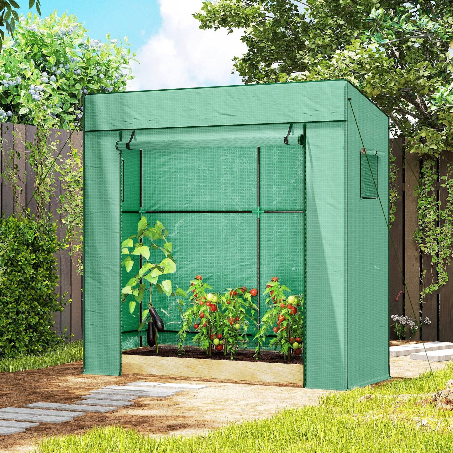 Outsunny 77 x 196cm Walk-In Greenhouse, with Accessories