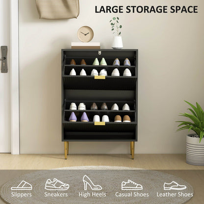 HOMCOM Elegant Two-Drawer Shoe Cabinet - Black