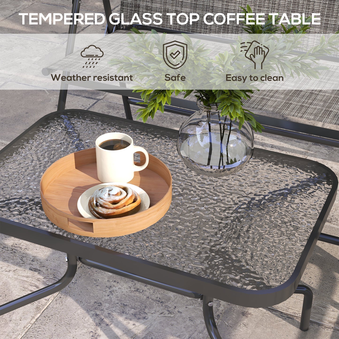 Outsunny Four-Piece Metal Garden Sofa Set - Mixed Grey