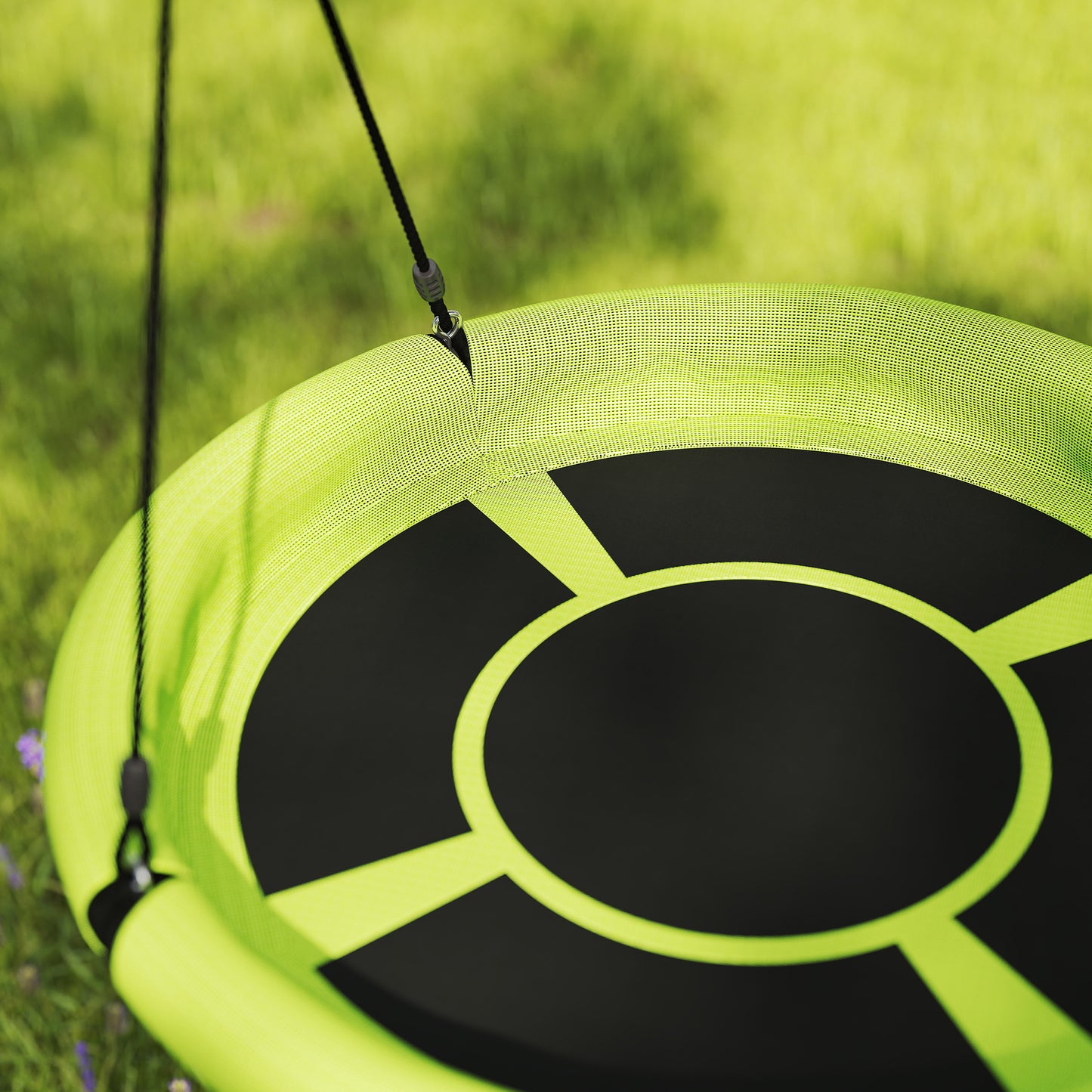 AIYAPLAY 100cm Diameter Nest Seat for Kids with Height Adjustable Hanging Ropes for Outdoor, Playground, Garden, Green