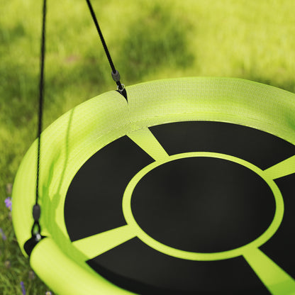 AIYAPLAY 100cm Diameter Nest Seat for Kids with Height Adjustable Hanging Ropes for Outdoor, Playground, Garden, Green