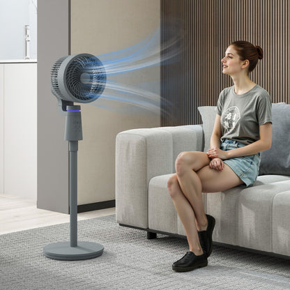 HOMCOM Pedestal Air Circulation Fan with Oscillating, Light Off, Grey