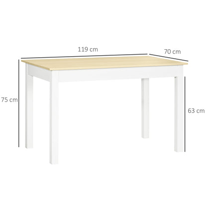 HOMCOM Dining Table for 4 to 6, Modern Kitchen Table with Wood Effect Tabletop, Thick Legs, 120L x 70W x 75Hcm, for Dining Room, Kitchen, Living Room, Oak