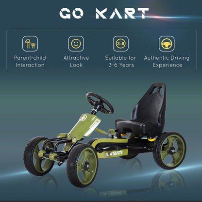 HOMCOM Pedal Go Kart, Kids Ride On Racer with EVA Tyres, Manual Clutch, Braking, Adjustable Seat for Age 3-6 Years, Green