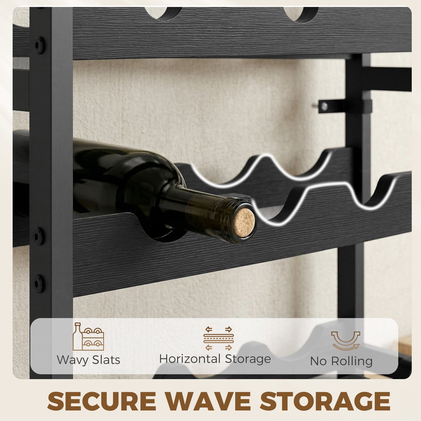 HOMCOM Wine Rack Freestanding Industrial Liquor Cabinet 5-Tier 20 Bottles Bar Stand with Adjustable Feet, Black