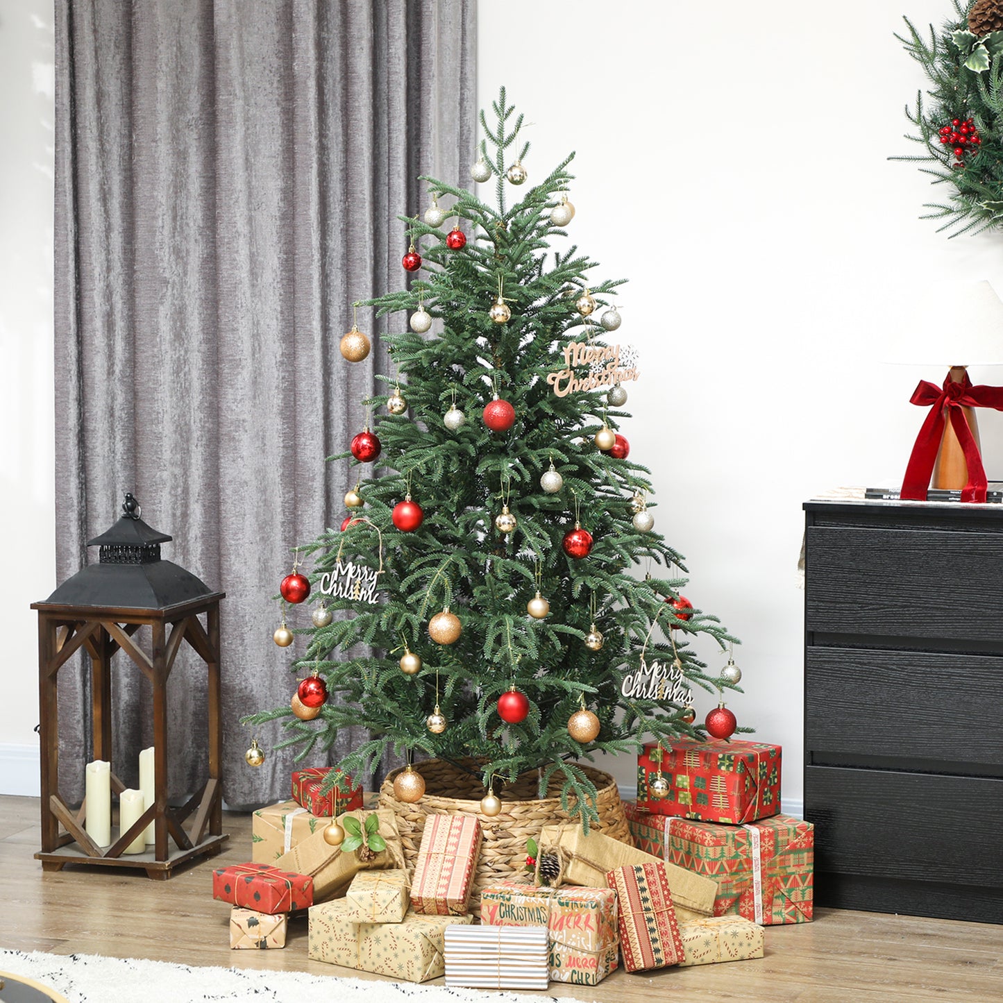 HOMCOM 5 ft Full Spruce Christmas Tree with Realistic Dense Tips, Easy Assembly - Green