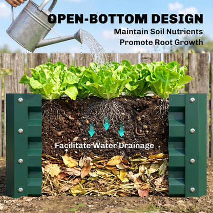 Outsunny Set of Two 60 x 60cm Steel Planter Boxes - Green