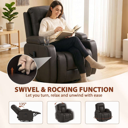 HOMCOM PU Leather Recliner Chair, Recliner Armchair with Extended Footrest, Cup Holders and Side Pockets, Dark Brown