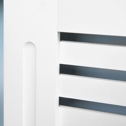 HOMCOM Radiator Cover, Modern MDF White Painted Cabinet with Horizontal Slats for Living Room, Bedroom, 172L x 19W x 81H cm