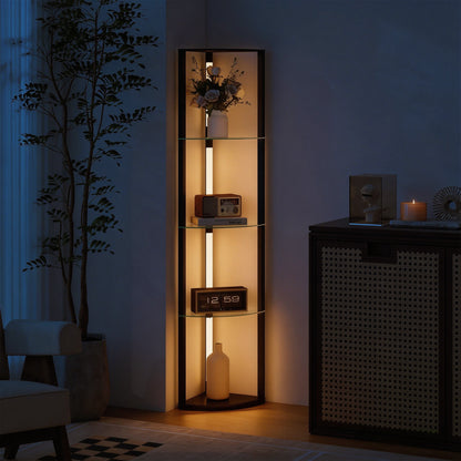 HOMCOM LED Floor Lamp with Shelves, Dimmable Standing Lamp with Foot Switch for Living Room, Bedroom, Black