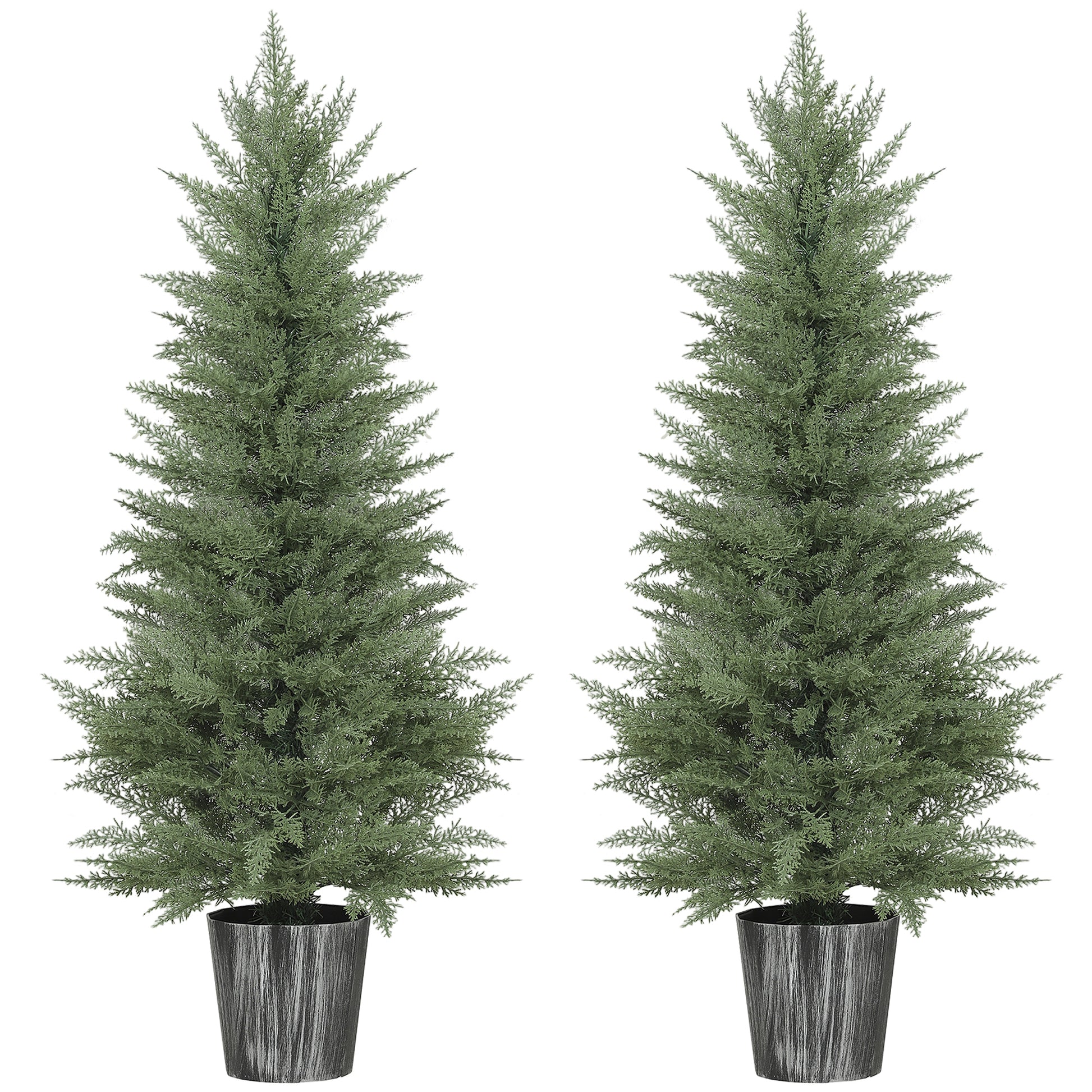 HOMCOM 135cm Artificial Cypress Trees Set of 2, UV Resistant Artificial Plants with Decorative Pot, Fake Plants for Indoor Outdoor Decor, Green--ChewyGames-ChewyGames