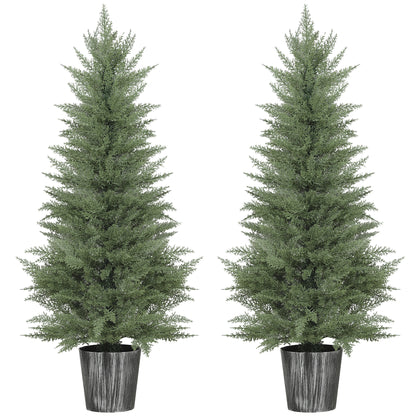 HOMCOM 135cm Artificial Cypress Trees Set of 2, UV Resistant Artificial Plants with Decorative Pot, Fake Plants for Indoor Outdoor Decor, Green--ChewyGames-ChewyGames