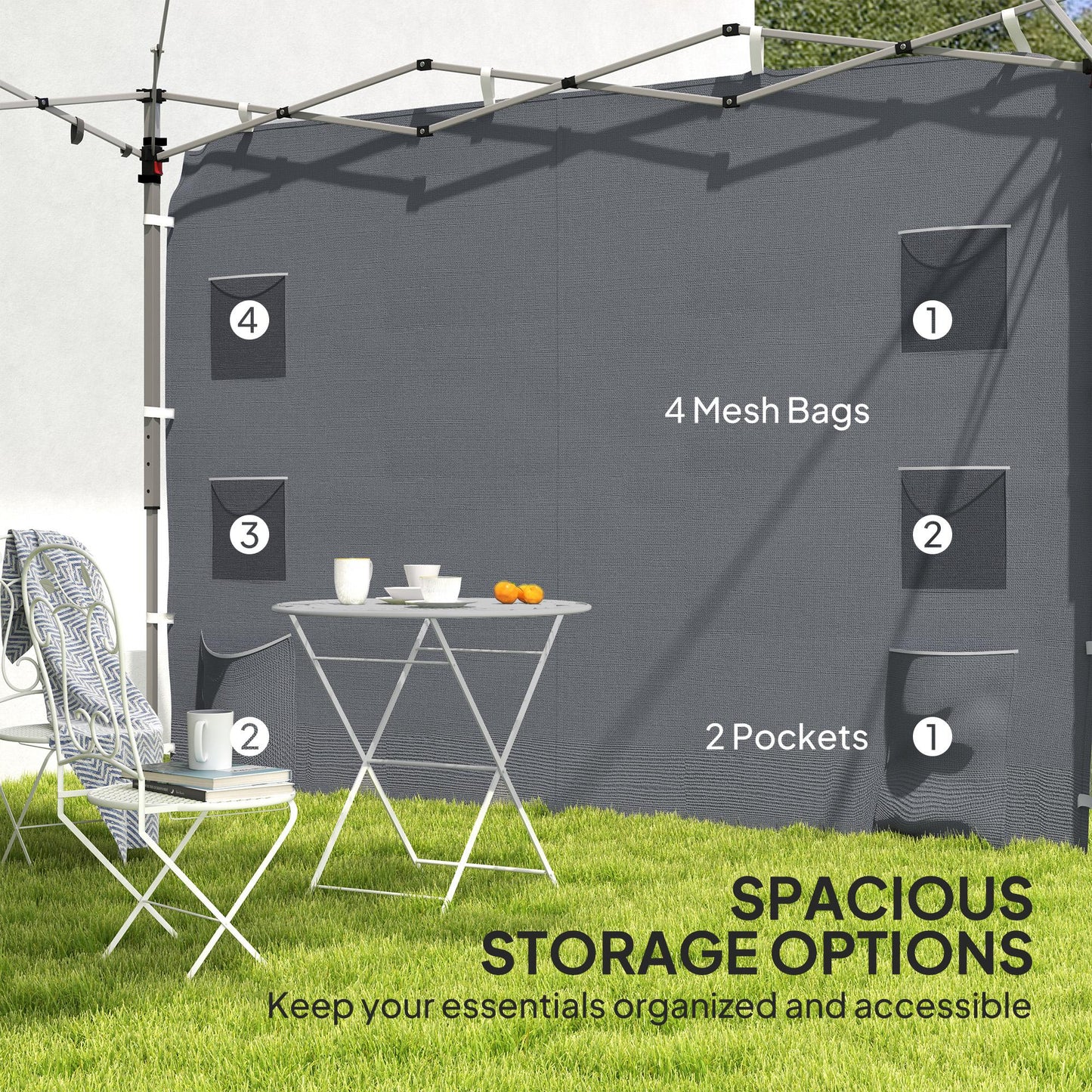 Outsunny 195 x 295cm Replacement Gazebo Sidewall - Grey--ChewyGames-ChewyGames