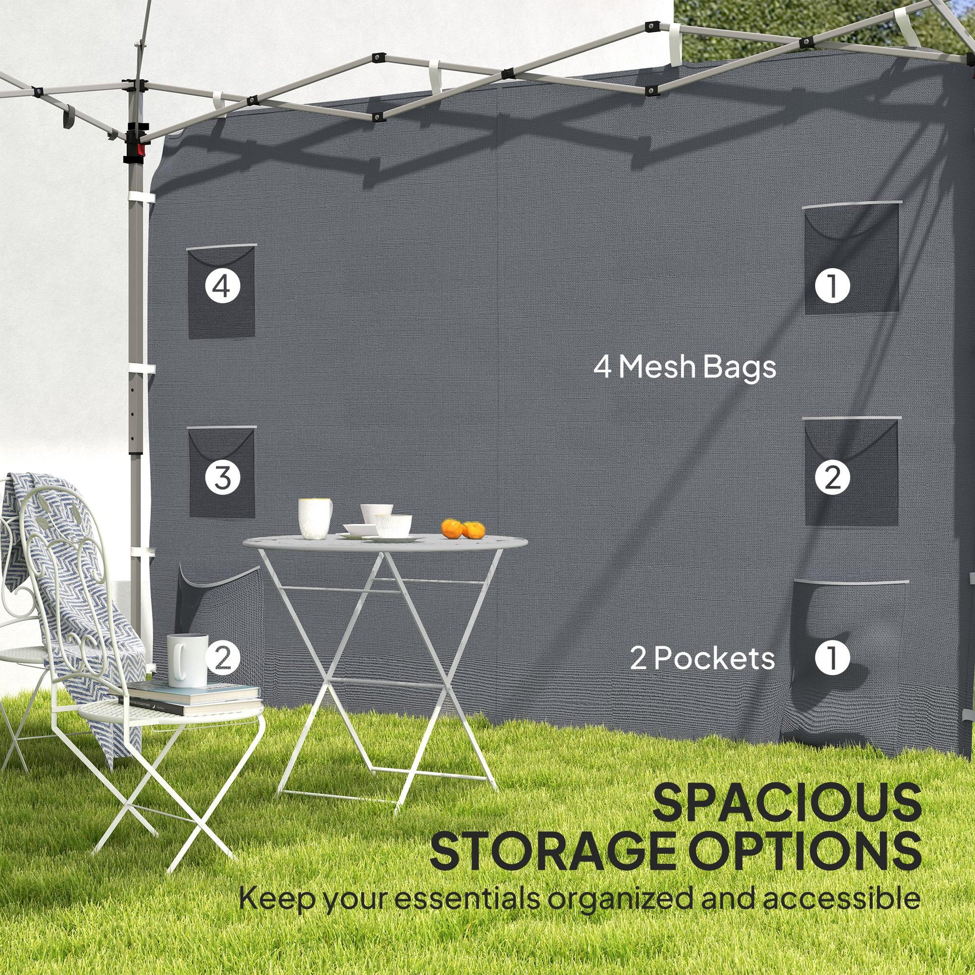 Outsunny 195 x 295cm Replacement Gazebo Sidewall - Grey--ChewyGames-ChewyGames