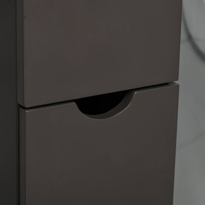 HOMCOM Tall Bathroom Cabinet, Freestanding Slim Bathroom Storage Cabinet with 2-Tier Open Shelf and 2 Drawers for Small Space, Narrow Cupboard Storage Unit, Brown