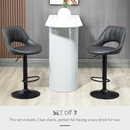 HOMCOM Bar Stools Set of 2, PU Leather Swivel Barstools with Backrest and Footrest for Kitchen, Counter, Breakfast Bar, Grey