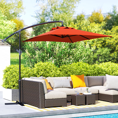 Outsunny 3(m) Cantilever Overhanging Parasol, with Cross Base - Orange--ChewyGames-ChewyGames