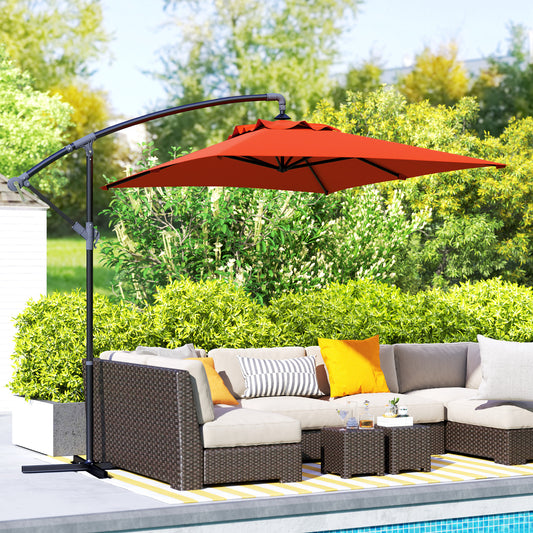 Outsunny 3(m) Cantilever Overhanging Parasol, with Cross Base - Orange--ChewyGames-ChewyGames