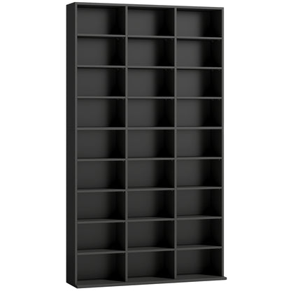 HOMCOM 835 CD/500 DVD Storage Unit, Blu-ray Media Storage Shelf with 27 Compartments and 21 Adjustable Shelves, Black