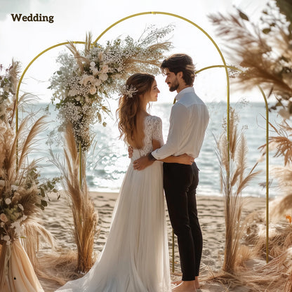 Outsunny Wedding Arch Frame Set, 2.2, 2, 1.8 m Metal Backdrop Stand Set of 3, Balloon Stand Set for Birthday Party, Bridal Shower, Graduation, Ceremony, Banquet Decorations, Gold Tone