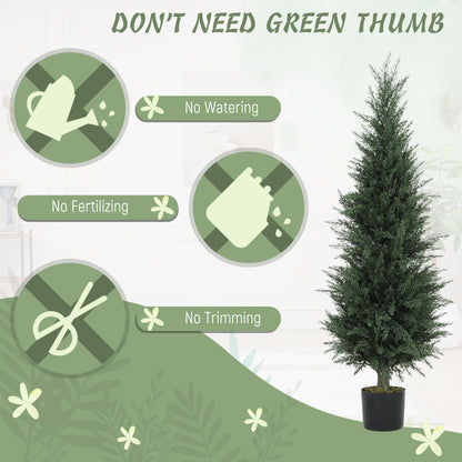 HOMCOM Set of Two Artificial Cypress Trees - Green