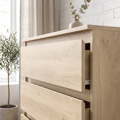 HOMCOM 3-Drawer Storage Organiser Unit, Chest of Drawers for Bedroom, Living Room, 80 x 39 x 73cm, Oak