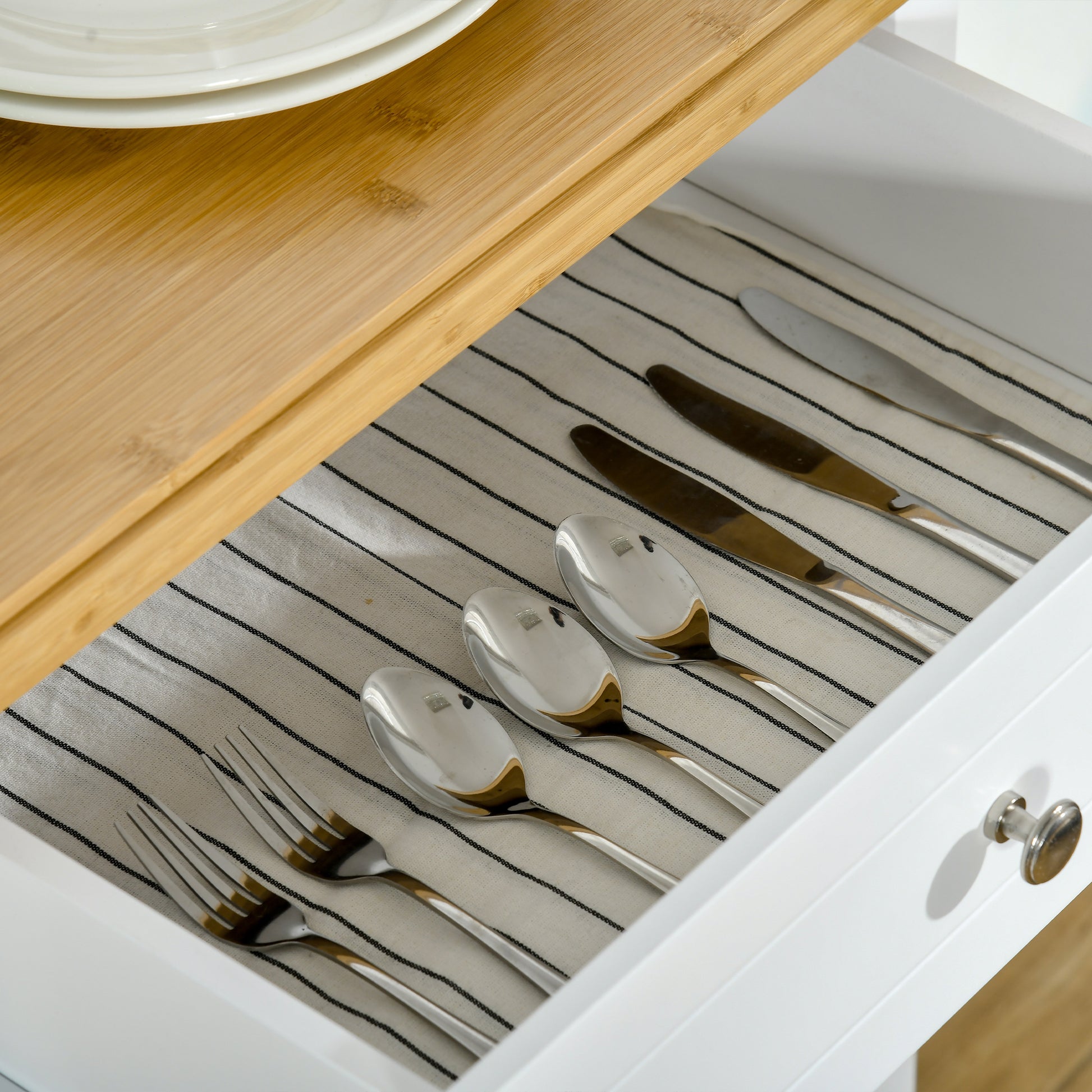 HOMCOM Kitchen Cart Storage Trolley Wooden Cabinet with Drawer Cupboard Towel Rail White--ChewyGames-ChewyGames