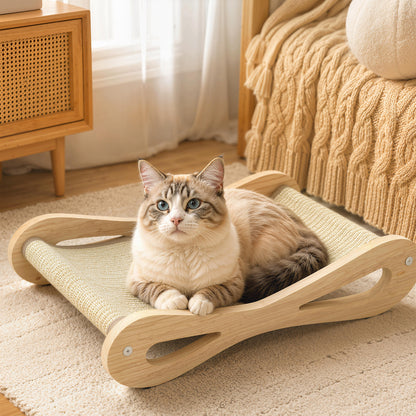 PawHut 2 in 1 Sisal Cat Scratcher Bed Cat Scratching Board and Lounger 60 x 35 x 13 cm Cream White