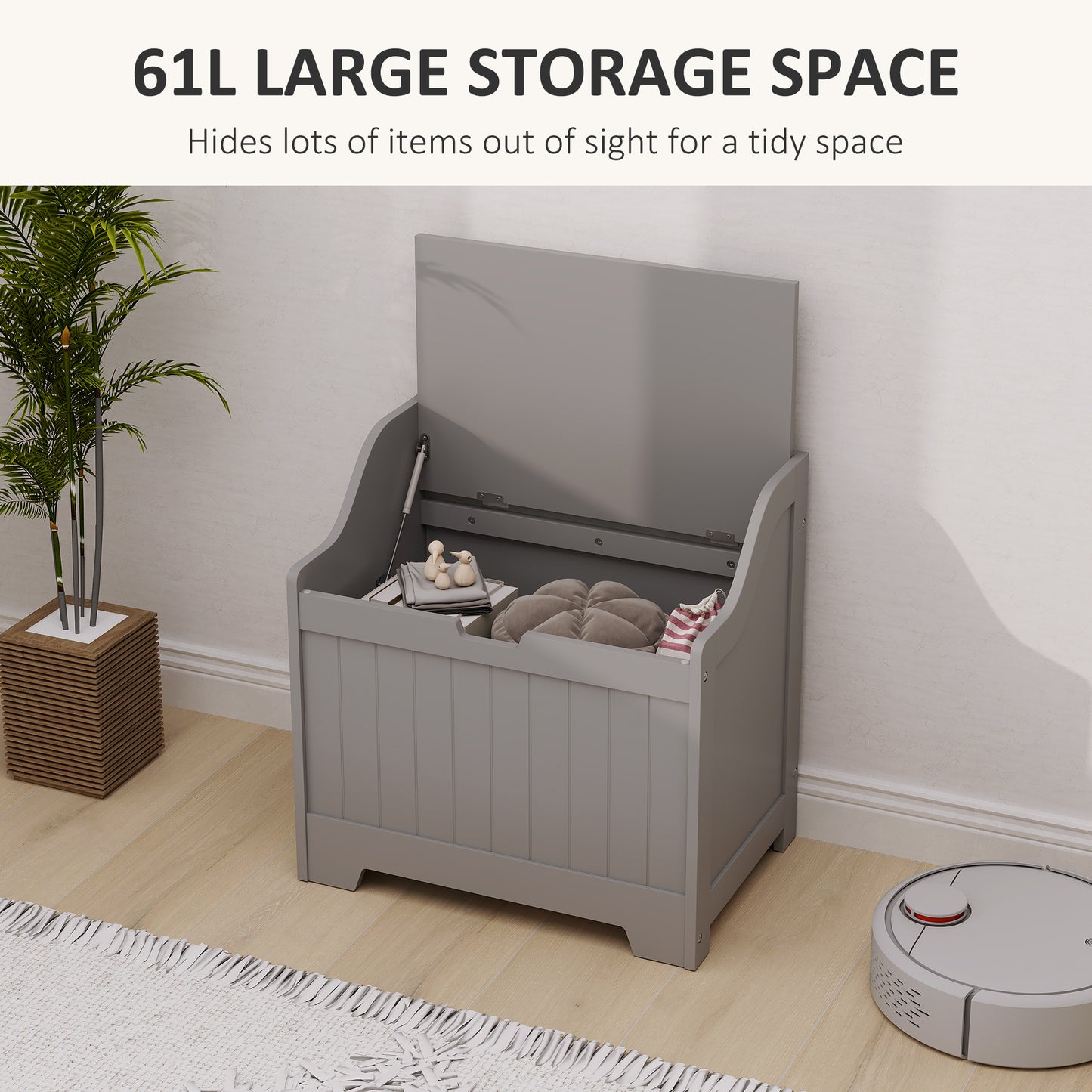 HOMCOM 61L Home Storage Chest - Grey