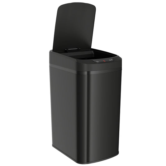 HOMCOM 12L Sensor Bin, Automatic Touchless Motion Sensor Kitchen Bin with Fingerprint Resistant Stainless Steel, Black