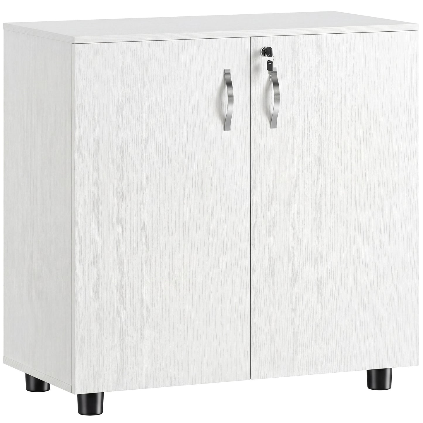 Vinsetto Two-Tier Locking Office Storage Cabinet - White