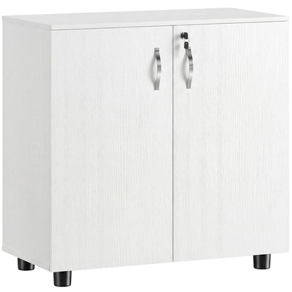 Vinsetto Two-Tier Locking Office Storage Cabinet - White