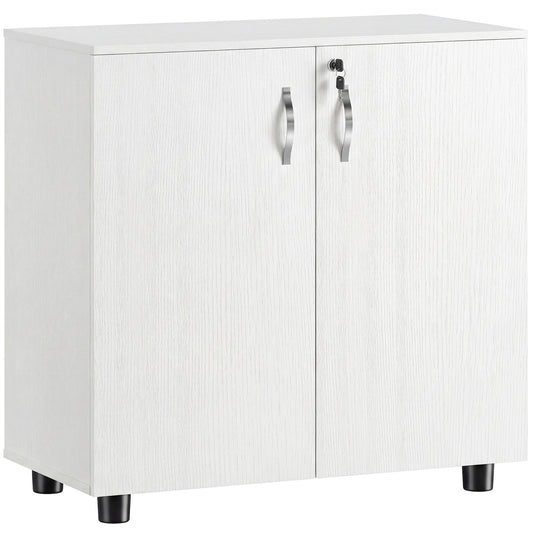 Vinsetto Two-Tier Locking Office Storage Cabinet - White