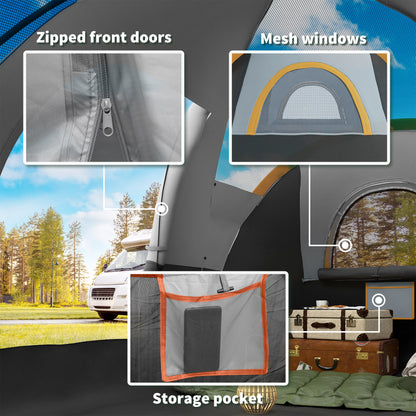 Outsunny 5-6 Man Dome Camping Tent - Light Grey and Black