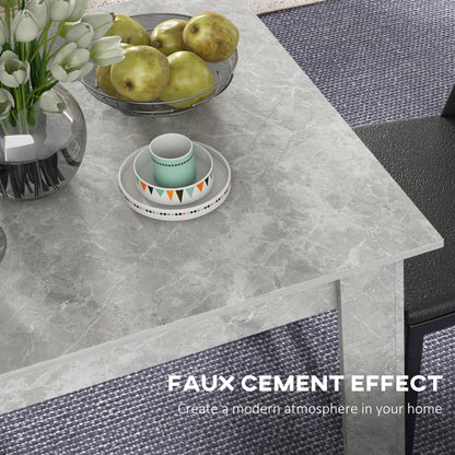 HOMCOM Square Dining Table, Modern Small Dining Table with Faux Cement Effect, Space Saving, Non-slip Foot Pads, Cement Grey