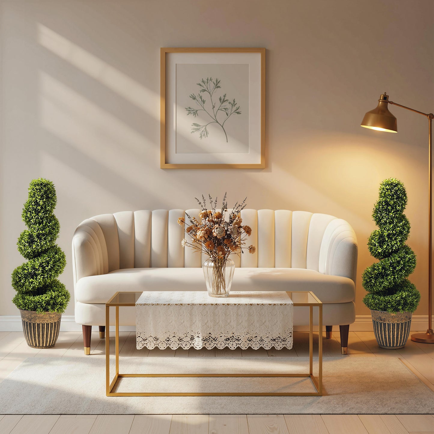 HOMCOM Set of 2 Artificial Plants, Topiary Spiral Boxwood Trees with Pot, for Home Indoor Outdoor Decor, 90cm