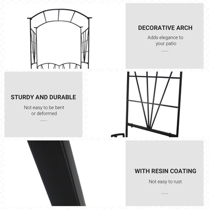 Outsunny Garden Bench, 2 Seater Outdoor Patio Bench, Metal Garden Loveseat with Arch for Vines and Climbing Plants, Black
