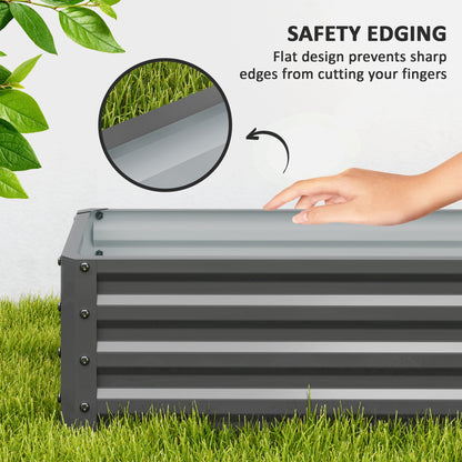 Outsunny Set of Two 110 x 50cm Steel Planter Boxes -  Light Grey