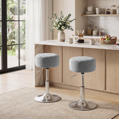HOMCOM Bar Stool Adjustable Swivel Chair Velvet-Feel Seat 1 Piece, Grey