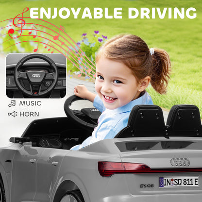 AIYAPLAY Audi Q8 e-tron Sportback Licensed 12V Ride on Car w/ Remote, 4 Spring Suspension Wheels, Headlamps, Music, Horn - Grey