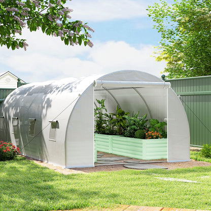 Outsunny Poly Tunnel for Garden, Walk-in Polytunnel with Door and Roll Up Windows, 6 x 3 x 2 m, White