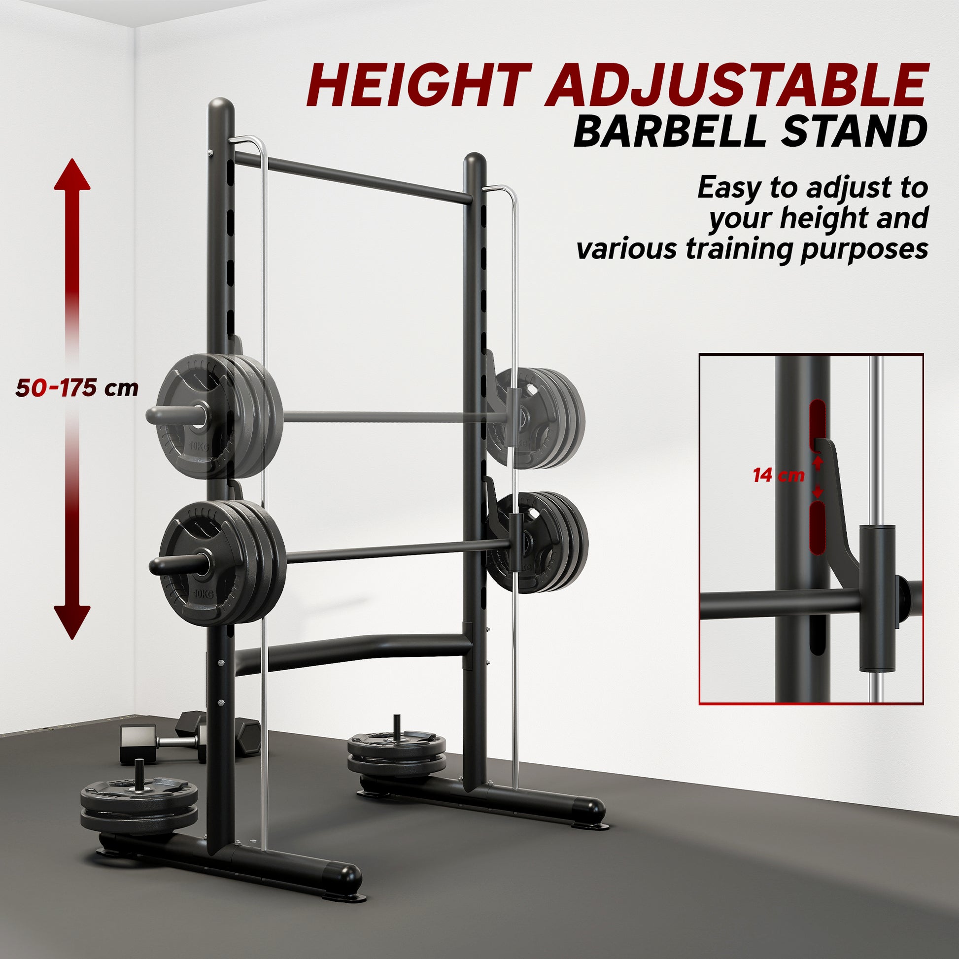 HOMCOM Adjustable Squat Rack, with Pull Up Bar, Barbell Bar for Home Gym--ChewyGames-ChewyGames