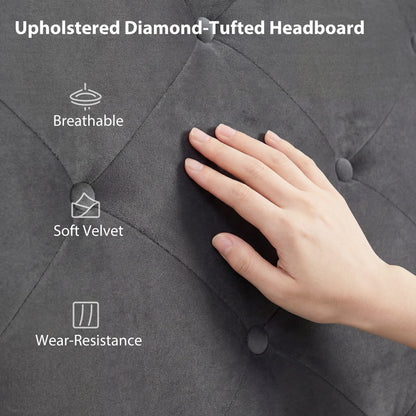 HOMCOM Double Bed Frame Gas End Lift Under Bed Storage Upholstered Platform Bed Tufted Headboard for 140 x 190 cm Mattress